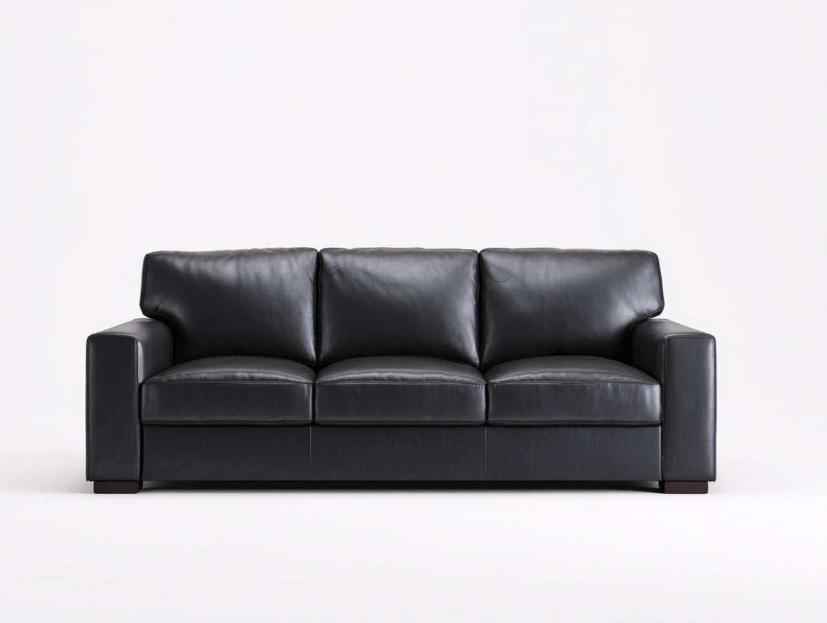 Gerades Sofa Kunstleder 250x95x80 cm Schwarz Modernes Design