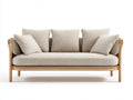 Gerades Sofa 3 Sitzer Stoff Holz 220x90x85 cm Beige Natur - modernes Design