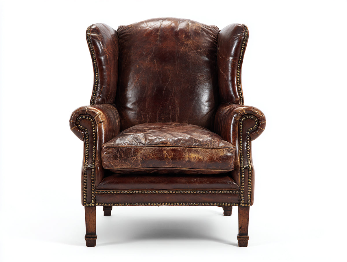 Ohrensessel Kunstleder 85 x 90 x 105 cm - Braun - Klassisches Design mit hoher Rückenlehne