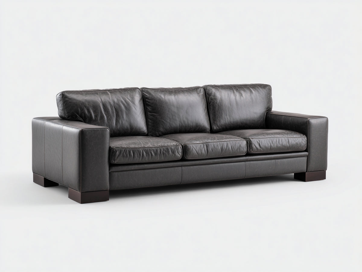 Gerades Sofa 3 Sitzer Leder 230x90x85 cm Schwarz - modernes Design