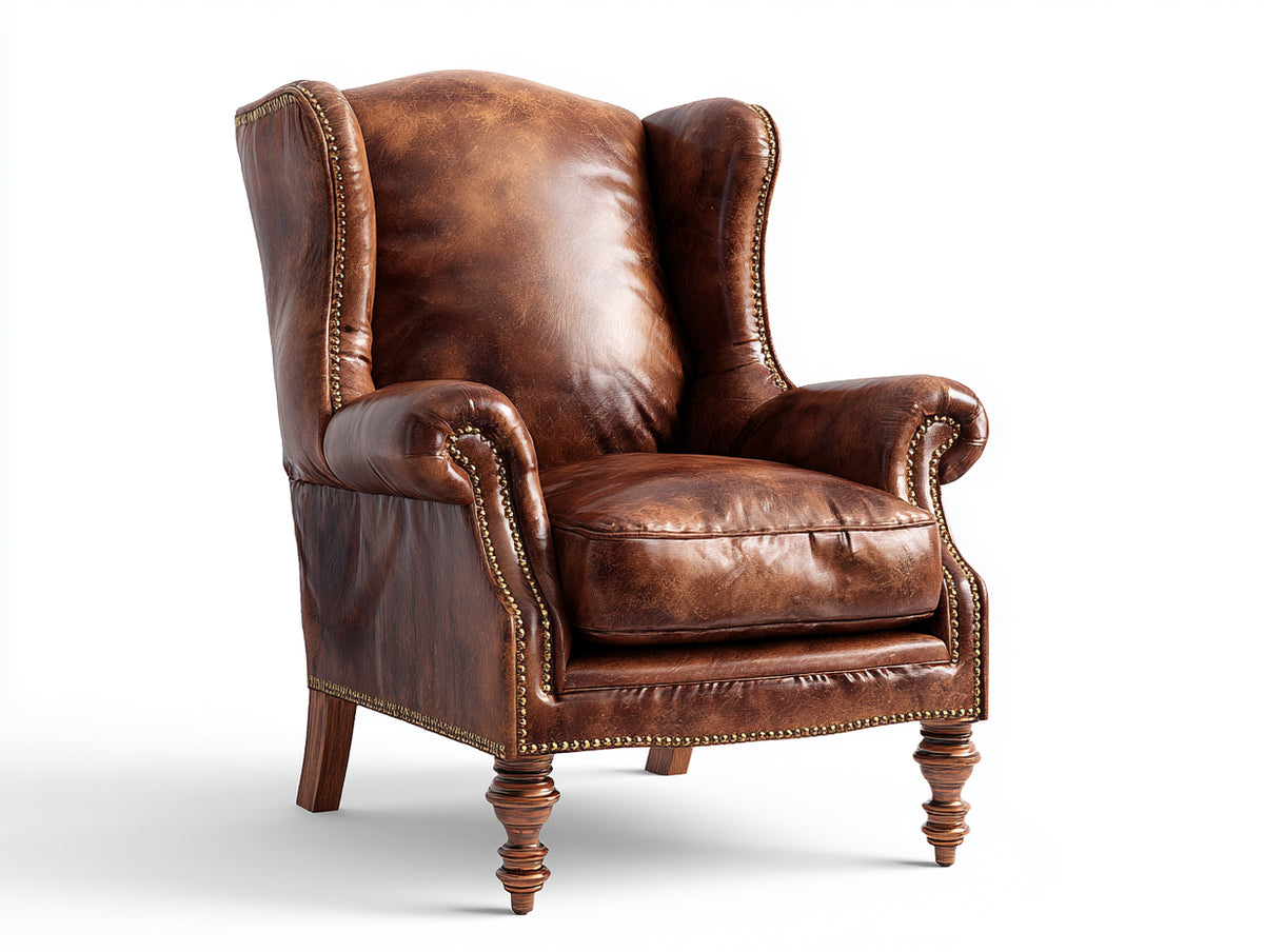 Ohrensessel Lederoptik braun 95x90x105 cm - klassisches Design mit hoher Rückenlehne für Wohnzimmer